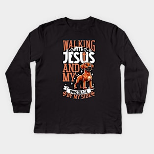 Jesus and dog - Rhodesian Ridgeback Kids Long Sleeve T-Shirt